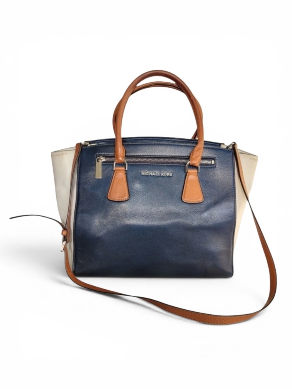 Michael Kors Sophie Large Zip Top Satchel Colorblock Leather Old Money